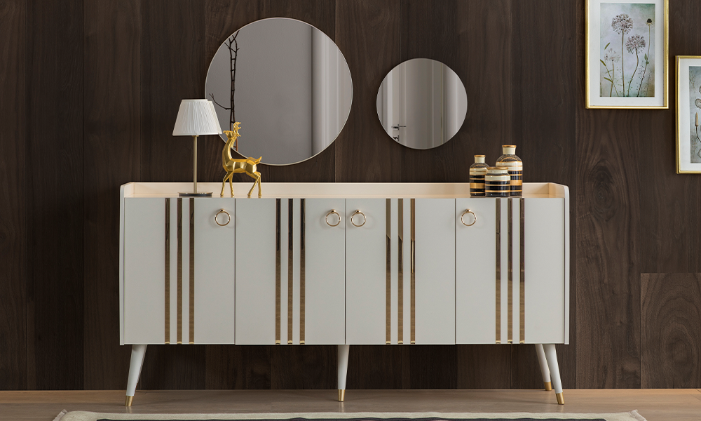 Lotus Aytaşı Modern Ahşap Ayaklı Konsol