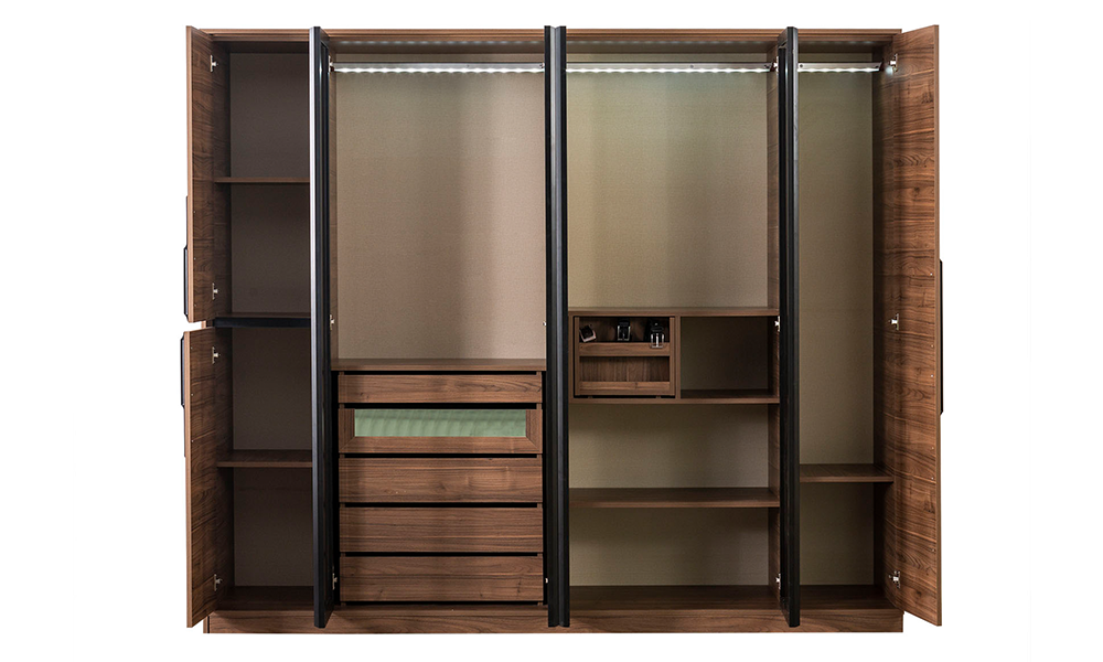 Liva Ceviz Modern 6 Kapaklı Gardırop