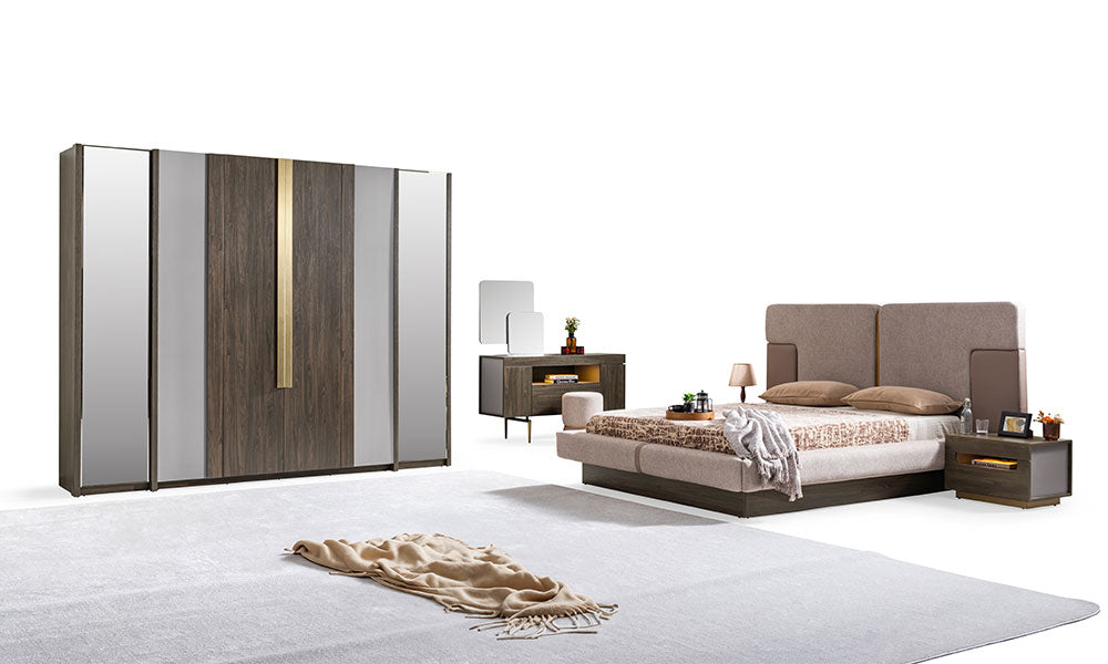 Barcelona Modern Bazalı 6 Kapaklı Yatak Odası Takımı