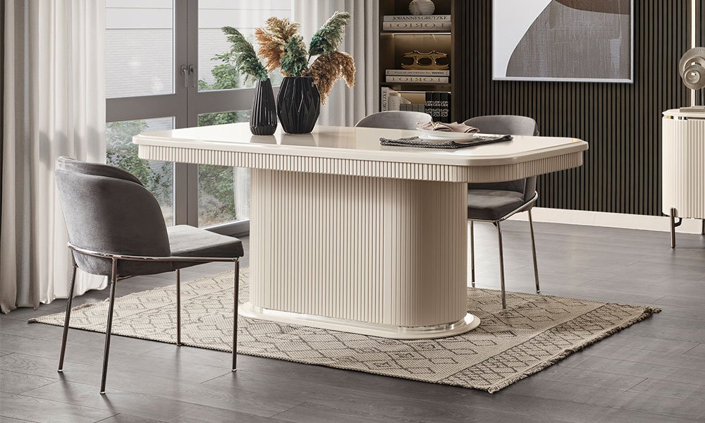 Lyon Krem Modern Yemek Masası